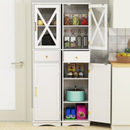 Costway 168 Cm Tall Bathroom Cabinet Narrow Storage Cabinet With Drawer-White - thumbnail 4