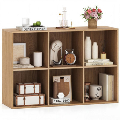 Natural 6 Cube Bookcase Modern Horizontal/vertical Bookshelf Display Rack Organizer - image 1