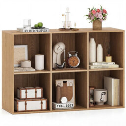 Natural 6 Cube Bookcase Modern Horizontal/vertical Bookshelf Display Rack Organizer - thumbnail 1