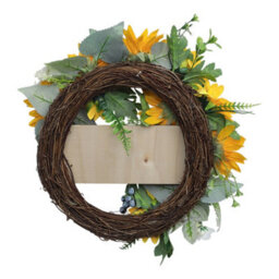 Living And Home Yellow Round Hanging Decoration Artificial Sunflower Wreath Dia 40Cm - thumbnail 4
