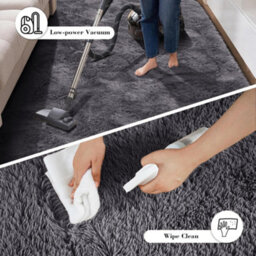 Aspire Homeware Non-Slip Grey Shaggy Rug Soft Fluffy Washable, Round Living Area And Bedroom Rug, (L)120Cm X (W)120Cm - thumbnail 5