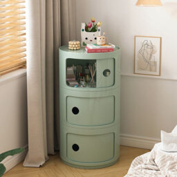 Living And Home Green Cylindrical Multi-Tiered Plastic Bedside Storage Drawers Unit Drawer Bedside Chest 58Cm H - thumbnail 1