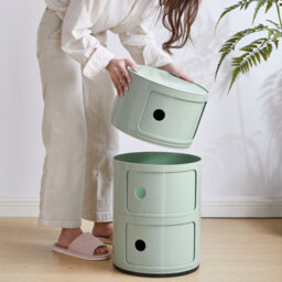 Living And Home Green Cylindrical Multi-Tiered Plastic Bedside Storage Drawers Unit Drawer Bedside Chest 58Cm H - thumbnail 3
