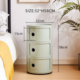 Living And Home Green Cylindrical Multi-Tiered Plastic Bedside Storage Drawers Unit Drawer Bedside Chest 58Cm H - thumbnail 5