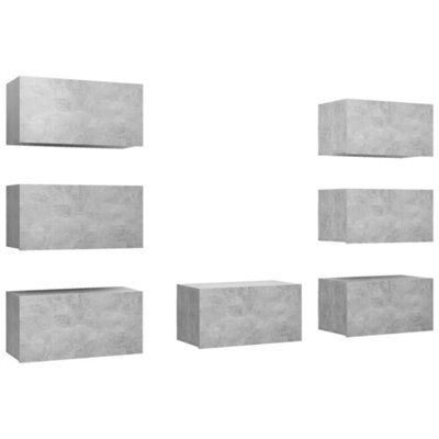 Berkfield Sturdy Tv Cabinets 7 Pcs Concrete Grey 30.5X30X60 Cm Engineered Wood - image 1