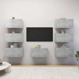 Berkfield Sturdy Tv Cabinets 7 Pcs Concrete Grey 30.5X30X60 Cm Engineered Wood - thumbnail 2