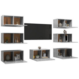 Berkfield Sturdy Tv Cabinets 7 Pcs Concrete Grey 30.5X30X60 Cm Engineered Wood - thumbnail 3
