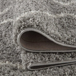 The Rugs Moroccan Shaggy Rugs And Runners Soft Fluffy Wavy Trellis Design High Pile Grey And Ivory Living Room Kitchen Hallway 810 - thumbnail 4