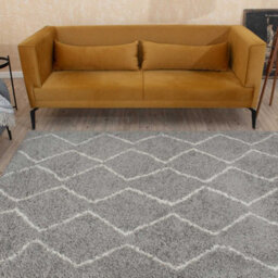 The Rugs Moroccan Shaggy Rugs And Runners Soft Fluffy Wavy Trellis Design High Pile Grey And Ivory Living Room Kitchen Hallway 810 - thumbnail 8