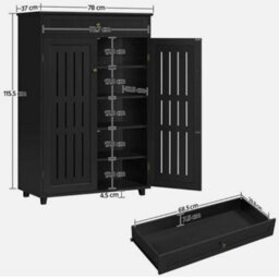 Shoe Storage Cabinet With Drawer  Door 5 Tier Adjustable Shoe Rack For Entryway - thumbnail 4