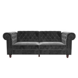 Dorel Felix Chesterfield Sofa Bed In Velvet Grey - thumbnail 1
