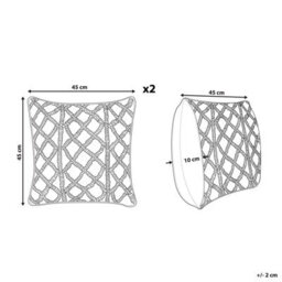 Beliani Set Of 2 Decorative Cushions Goreme Boucle 45 X 45 Cm Blue Geometric Pattern - thumbnail 3
