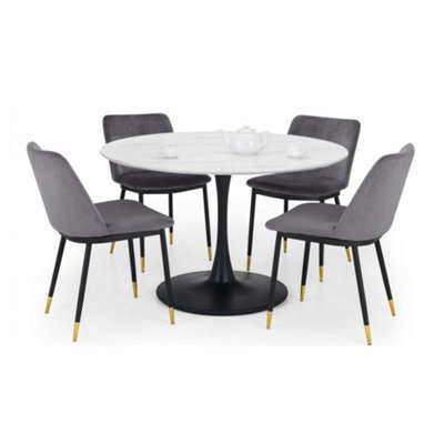 Ashfield Holland Round Pedestal Table & 4 Delaunay Grey Chairs - image 1