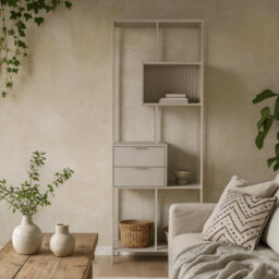 Wyld Haus Fort Worth Tall Grey Metal Bookcase With 2 Drawers And 4 Shelves, 1850 X 770 X 350 mm