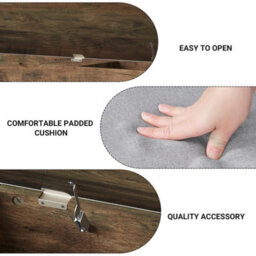 Brown 2 Tier Shoe Storage Bench With Flip-Open Lid, Entryway Bench With 3 Compartments - thumbnail 5