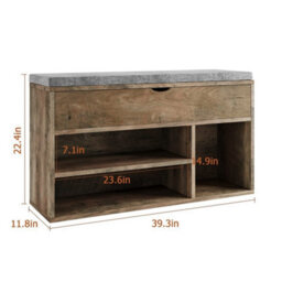 Brown 2 Tier Shoe Storage Bench With Flip-Open Lid, Entryway Bench With 3 Compartments - thumbnail 2