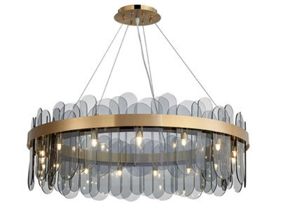 Nordic Smoky Gray Crystal Oval Chandelier Pendant Light Ceiling Light 60 Cm - image 1