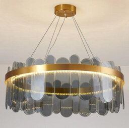 Nordic Smoky Gray Crystal Oval Chandelier Pendant Light Ceiling Light 60 Cm - thumbnail 2