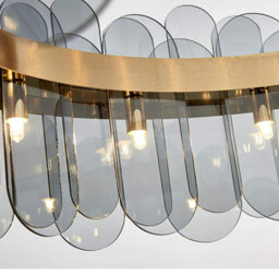 Nordic Smoky Gray Crystal Oval Chandelier Pendant Light Ceiling Light 60 Cm - thumbnail 3