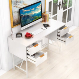 Costway Home Office Desk Computer Desk Study Writing Table Pc Workstation W/ 4 Drawers - thumbnail 4