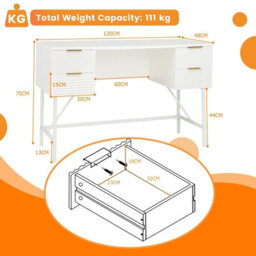 Costway Home Office Desk Computer Desk Study Writing Table Pc Workstation W/ 4 Drawers - thumbnail 3