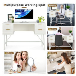 Costway Home Office Desk Computer Desk Study Writing Table Pc Workstation W/ 4 Drawers - thumbnail 9