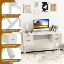 Costway Home Office Desk Computer Desk Study Writing Table Pc Workstation W/ 4 Drawers - thumbnail 8