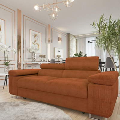 Torezio Sofa 2 Two Seater With Adjustable Headrests Chipboard Wooden Frame 198X102X70 90Cm Orange - image 1