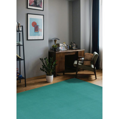 Melrose Colorama Plain Blue Teal Medium Indoor Area Rug 120/170Cm - image 1