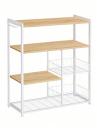 LEDREM Baker S Rack, Kitchen Island With 2 Metal Mesh Baskets, Shelves And Hooks, 80 X 35 X 95 Cm, Industrial Style - thumbnail 8