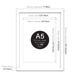 A5 White Picture Frame With Mount For A6 (10.5 X 14.8Cm - 4.1 X 5.8In) Poster, Photo, Artwork, Or Print. - thumbnail 2