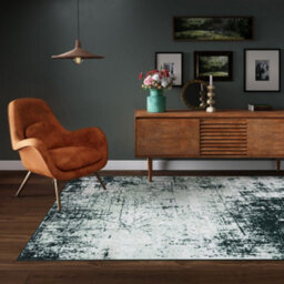 Loomed Emerald Green Distressed Abstract Living Room Rug 120X170Cm - thumbnail 2