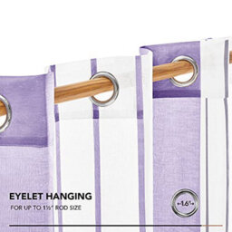 Deconovo Voile Curtains Semi Transparent Soft Decorative Striped Yarn-Dyed Sheer Curtains Eyelet, 55 X 72 Inch Purple 2 Panels - thumbnail 5