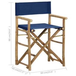 Vidaxl Folding Director's Chairs 2 Pcs Blue Bamboo And Fabric - thumbnail 9