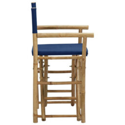 Vidaxl Folding Director's Chairs 2 Pcs Blue Bamboo And Fabric - thumbnail 4