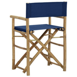 Vidaxl Folding Director's Chairs 2 Pcs Blue Bamboo And Fabric - thumbnail 5