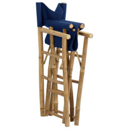 Vidaxl Folding Director's Chairs 2 Pcs Blue Bamboo And Fabric - thumbnail 6