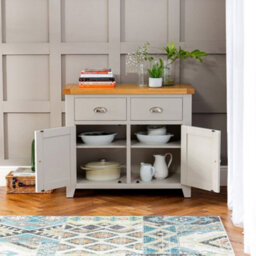 The Furniture Market Downton Grey Painted Medium 2 Drawer 2 Door Sideboard - thumbnail 3