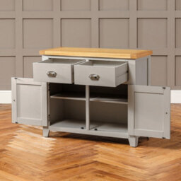 The Furniture Market Downton Grey Painted Medium 2 Drawer 2 Door Sideboard - thumbnail 5