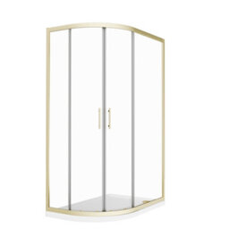 Nes Home Lh 1200 X 800mm Offset Brushed Brass Framed Quadrant Shower Enclosure  & Tray - thumbnail 5