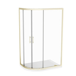 Nes Home Lh 1200 X 800mm Offset Brushed Brass Framed Quadrant Shower Enclosure  & Tray - thumbnail 4