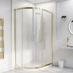 Nes Home Lh 1200 X 800mm Offset Brushed Brass Framed Quadrant Shower Enclosure  & Tray - thumbnail 3