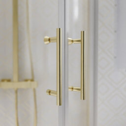Nes Home Lh 1200 X 800mm Offset Brushed Brass Framed Quadrant Shower Enclosure  & Tray - thumbnail 2