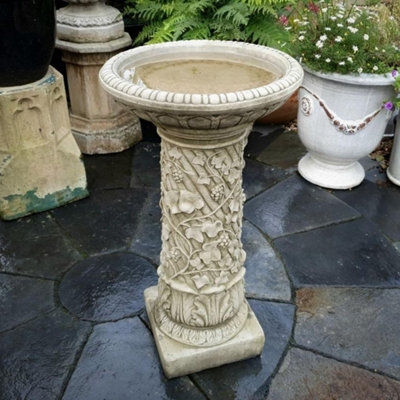 Spa Large Stone Cast 'bacchus' Design Birdbath - image 1