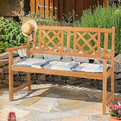 Garden Bench Chair 2-Seater Wooden Outdoor Park Seating Wood Furniture Seat - image 1