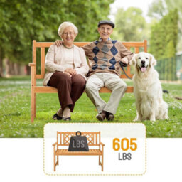 Garden Bench Chair 2-Seater Wooden Outdoor Park Seating Wood Furniture Seat - thumbnail 5
