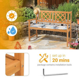 Garden Bench Chair 2-Seater Wooden Outdoor Park Seating Wood Furniture Seat - thumbnail 4