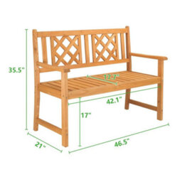 Garden Bench Chair 2-Seater Wooden Outdoor Park Seating Wood Furniture Seat - thumbnail 2