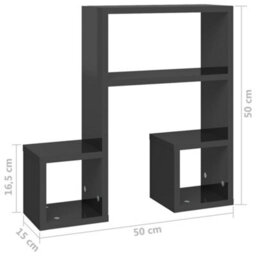Berkfield Wall Shelf 2 Pcs High Gloss Grey 50X15X50 Cm Engineered Wood - thumbnail 8