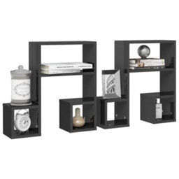 Berkfield Wall Shelf 2 Pcs High Gloss Grey 50X15X50 Cm Engineered Wood - thumbnail 3
